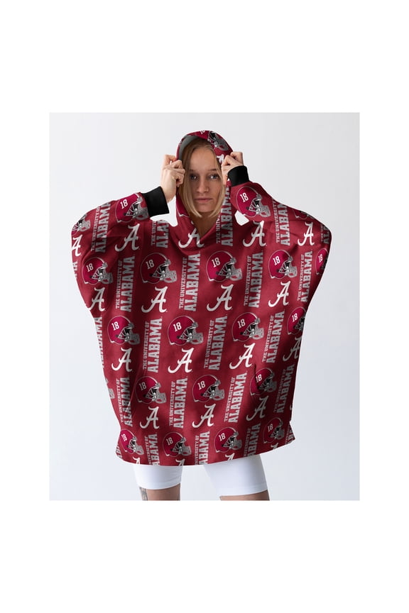 Alabama Crimson Tide Homefield Repeat Logo Wearable Hooded Blanket