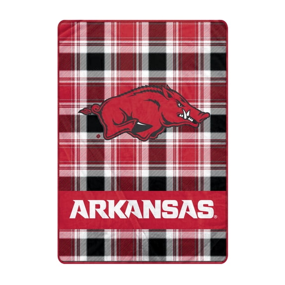 Pegasus Arkansas Razorbacks 66" x 95" Oversized Plaid FAN-mily Ultra Cozy Blanket