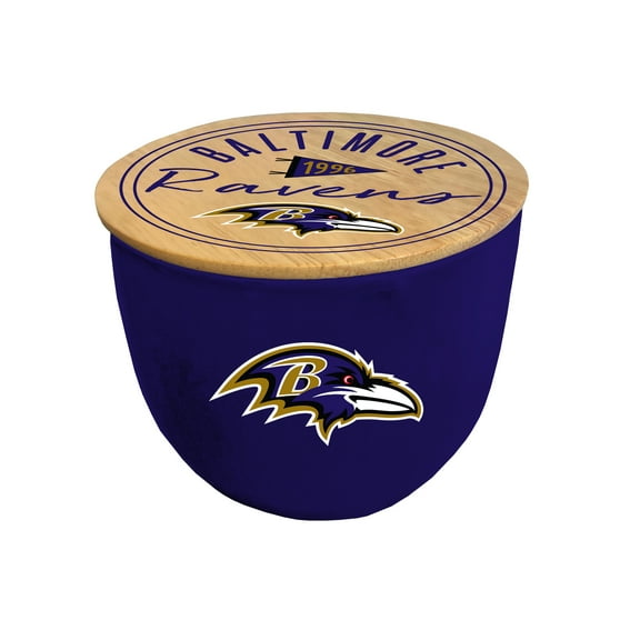 Pegasus Baltimore Ravens 16oz. Script Circle Wood Top Ceramic Candle