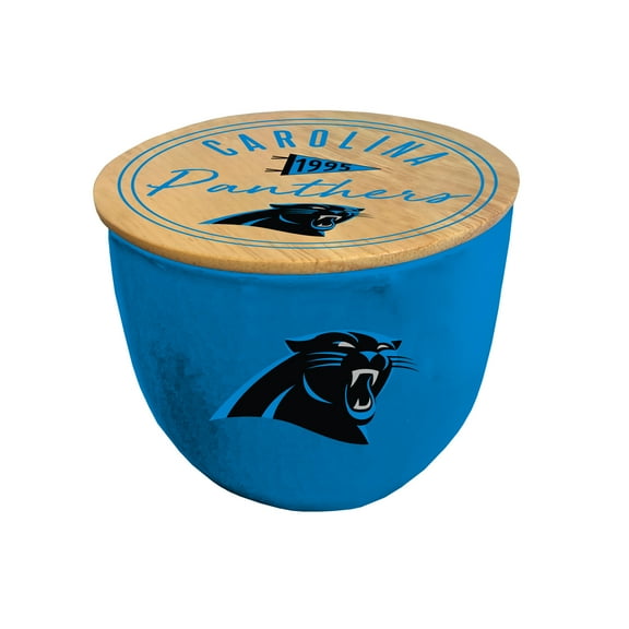 Pegasus Carolina Panthers 16oz. Script Circle Wood Top Ceramic Candle