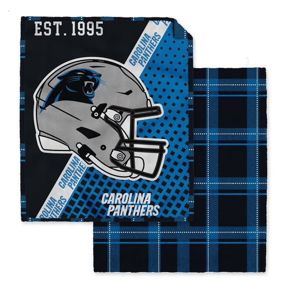 Pegasus Carolina Panthers 60" x 80" Gradient Helmet Double-Sided Plaid Sherpa Blanket