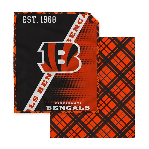 Pegasus Cincinnati Bengals 60" x 80" Digital Dash Two-Sided Checkered Ultra Cozy Sherpa Blanket