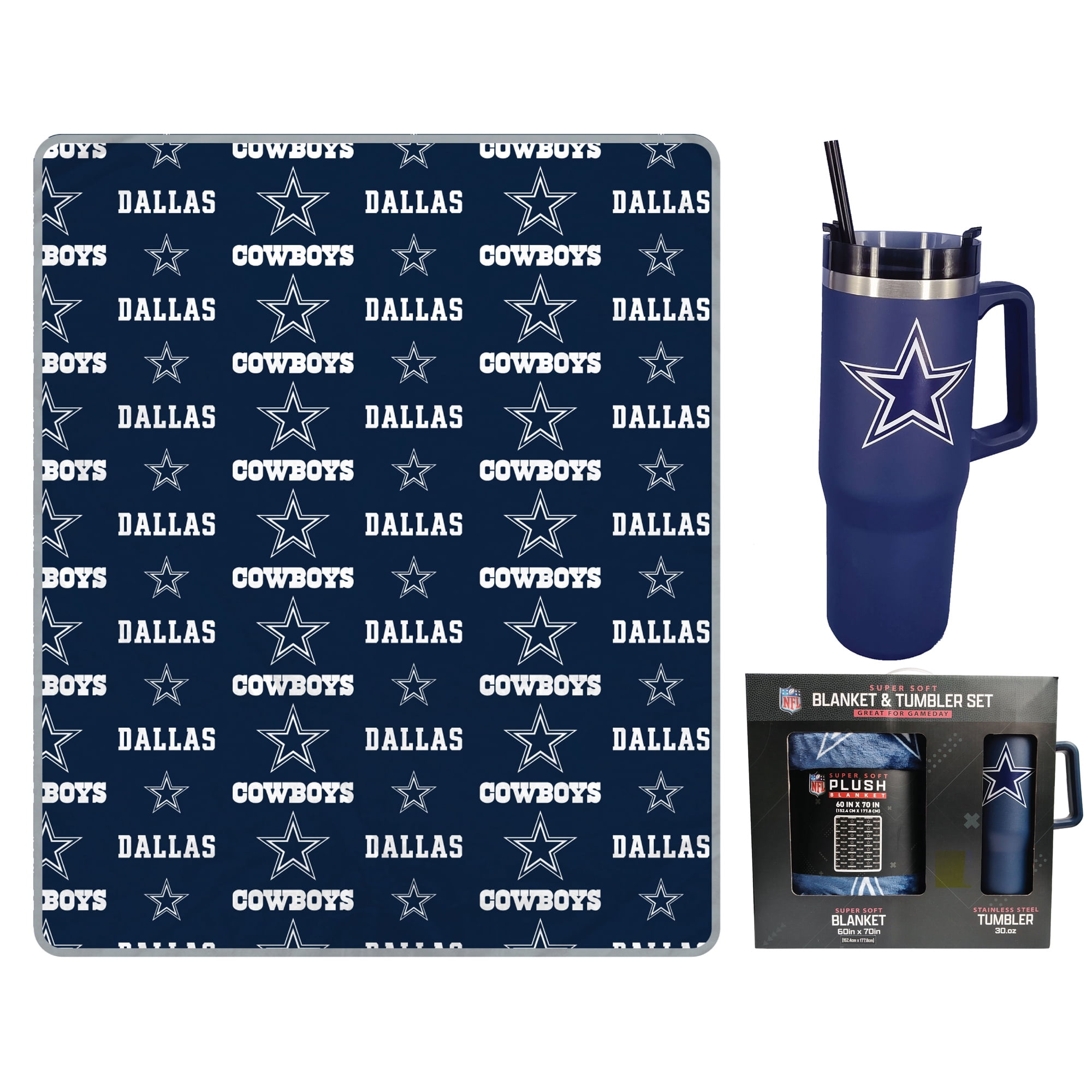 Pegasus Dallas Cowboys 60" x 70" Logo Blanket and 30oz Stainless Steel ...