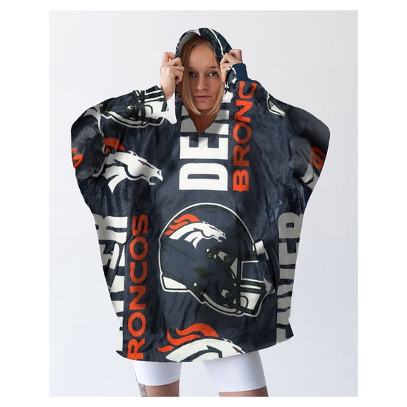 Pegasus Denver Broncos Homefield Repeat Logo Wearable Hooded Blanket