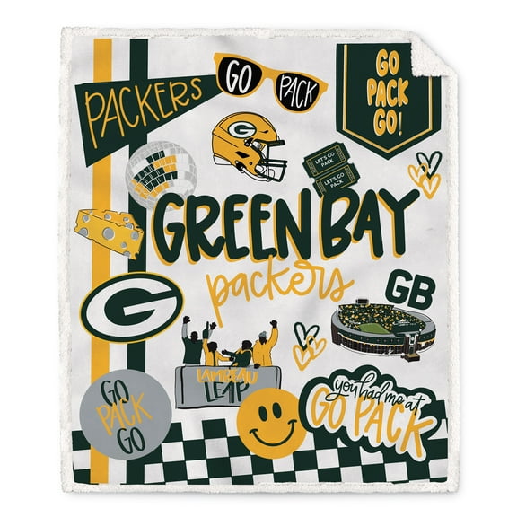 Pegasus Green Bay Packers 60" x 70" Loco Fan Ultra Cozy Sherpa Blanket