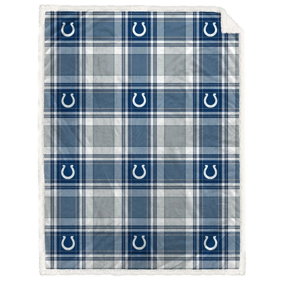 Pegasus Indianapolis Colts 60" x 90" Plaid Logo Box Royal Plush Sherpa Blanket