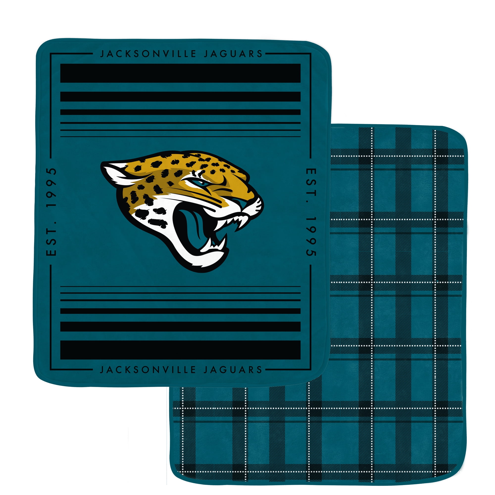 Jacksonville Jaguars Teal and Black Plush Throw Blanket