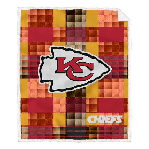 Pegasus Kansas City Chiefs 60- x 70- Plaid Steel Ultra Cozy Sherpa Blanket