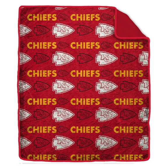 Pegasus Kansas City Chiefs Tonal Wordmark 60" x 70" Faux Fur Blanket