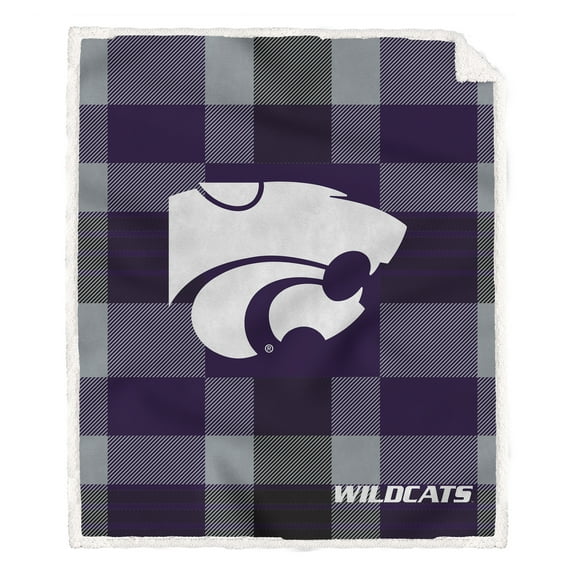 Pegasus Kansas State Wildcats 60" x 70" Plaid Steel Royal Plush Sherpa Blanket