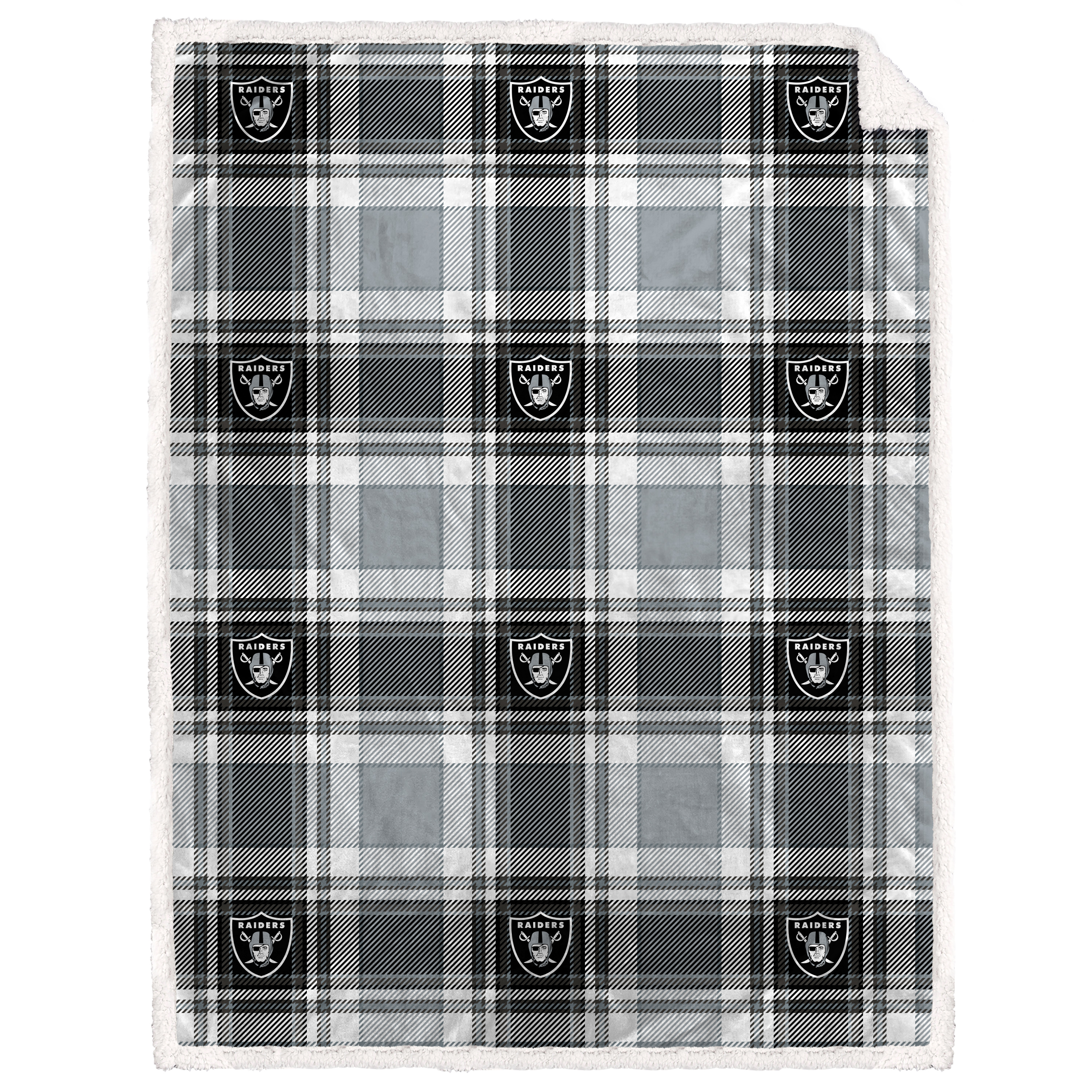 Pegasus Las Vegas Raiders 60" x 90" Plaid Logo Box Royal Plush Sherpa