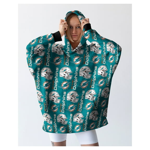 Pegasus Miami Dolphins Homefield Repeat Logo Wearable Hooded Blanket