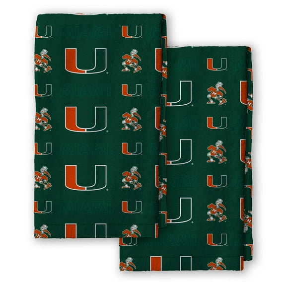 Pegasus Miami Hurricanes 2-Pack Repeat Logo Dish Towel Set