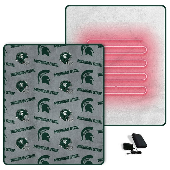 Pegasus  Michigan State Spartans Scattered Logos 60" x 70" Heated Blanket