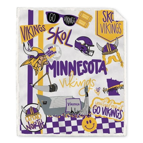 Pegasus Minnesota Vikings 60" x 70" Loco Fan Ultra Cozy Sherpa Blanket