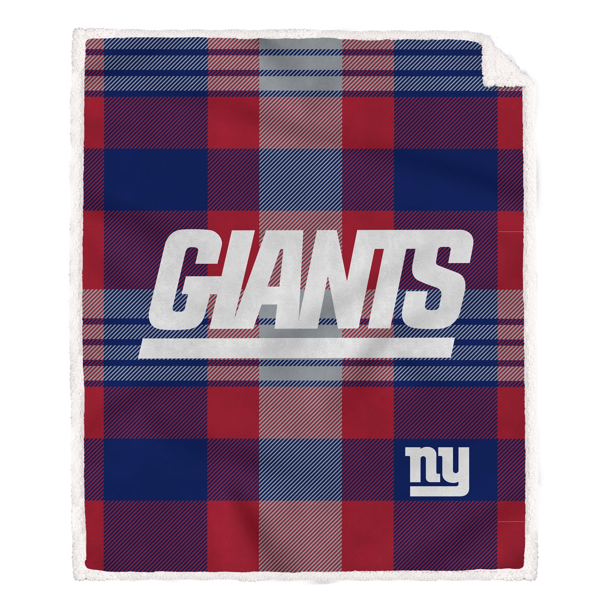 Pegasus New York Giants 60- x 70- Plaid Steel Ultra Cozy Sherpa Blanket