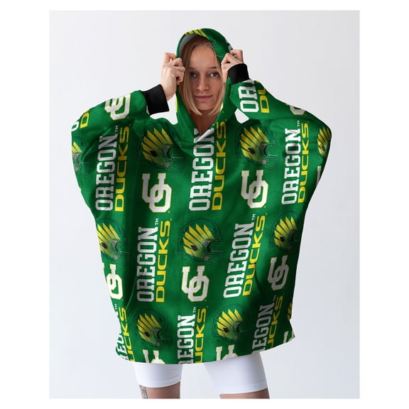 Pegasus Oregon Ducks Homefield Repeat Logo Wearable Hooded Blanket