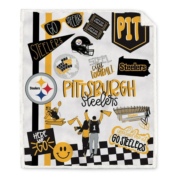 Pegasus Pittsburgh Steelers 60" x 70" Loco Fan Ultra Cozy Sherpa Blanket