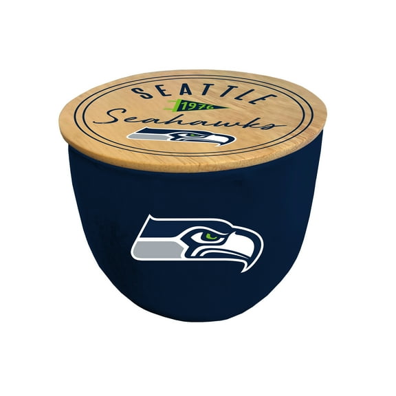 Pegasus Seattle Seahawks 16oz. Script Circle Wood Top Ceramic Candle
