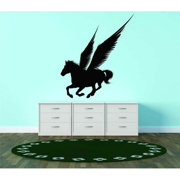 Pegasus Silhouette Winged Horse Greek Mythology 15"X20" Vinyl Wall Decal Vinyl Peel And Stick Sticker Wall Decal