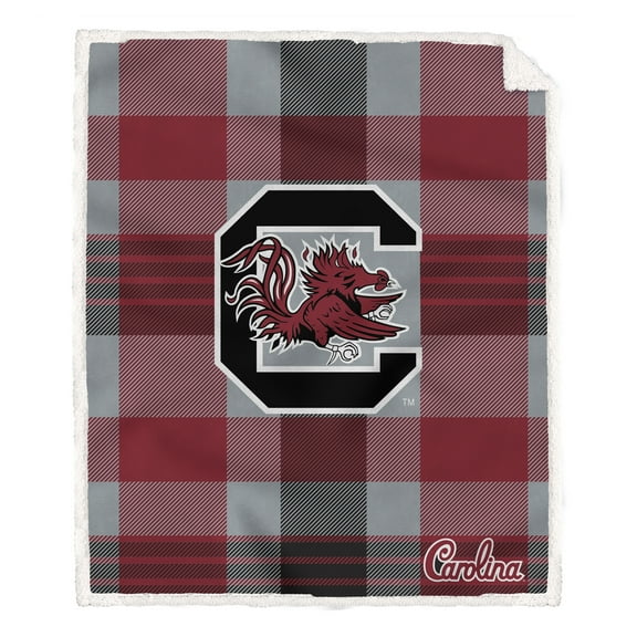 Pegasus South Carolina Gamecocks 60- x 70- Plaid Steel Ultra Cozy Sherpa Blanket