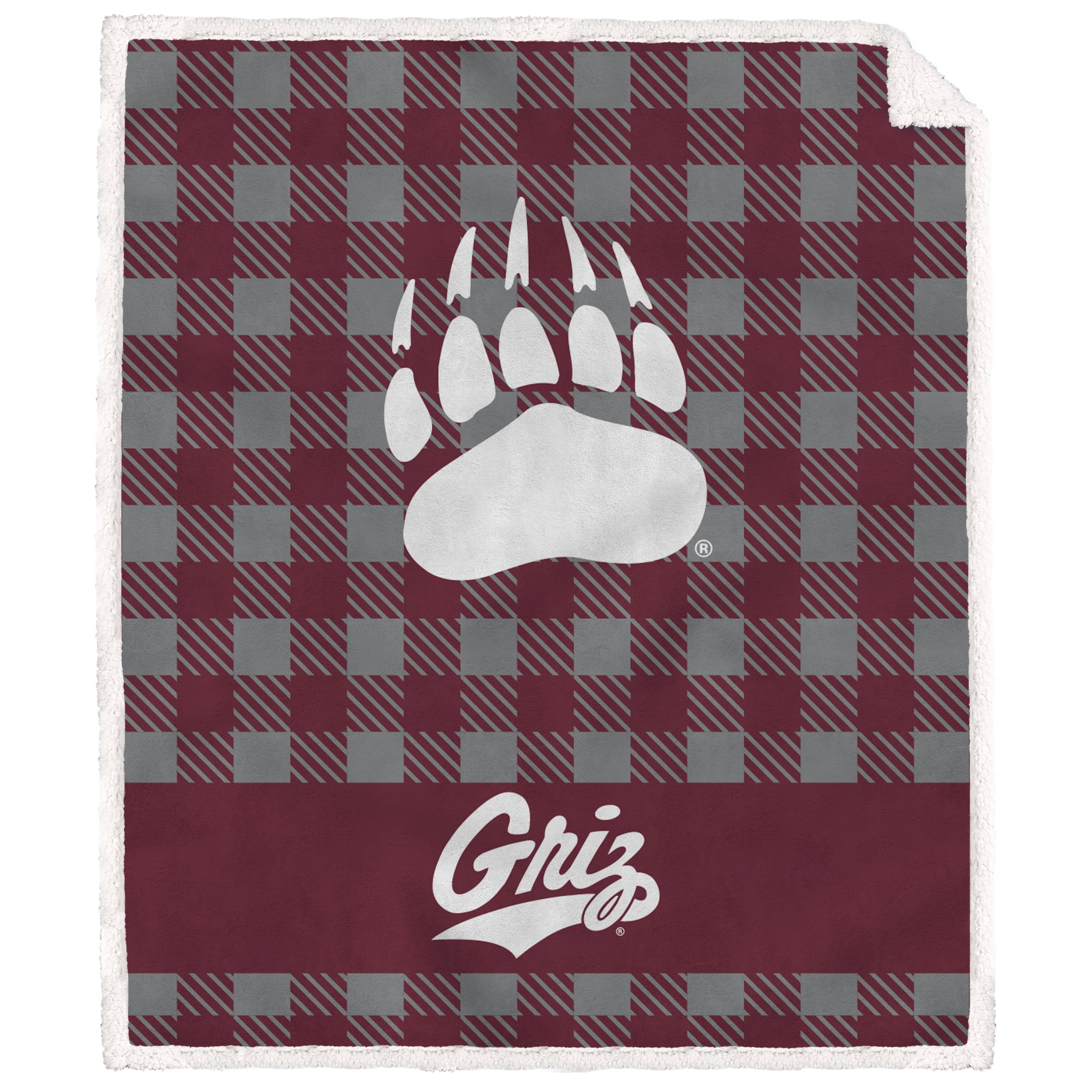 Pegasus Sports LLC NCAA Buffalo Check Flannel Fleece Sherpa Blanket