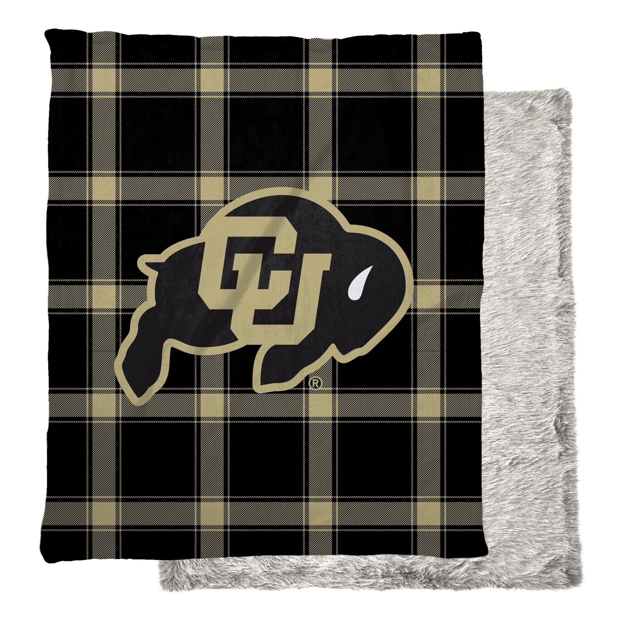 Pegasus Sports LLC NCAA Primary Plaid Faux Fur Blanket Colorado