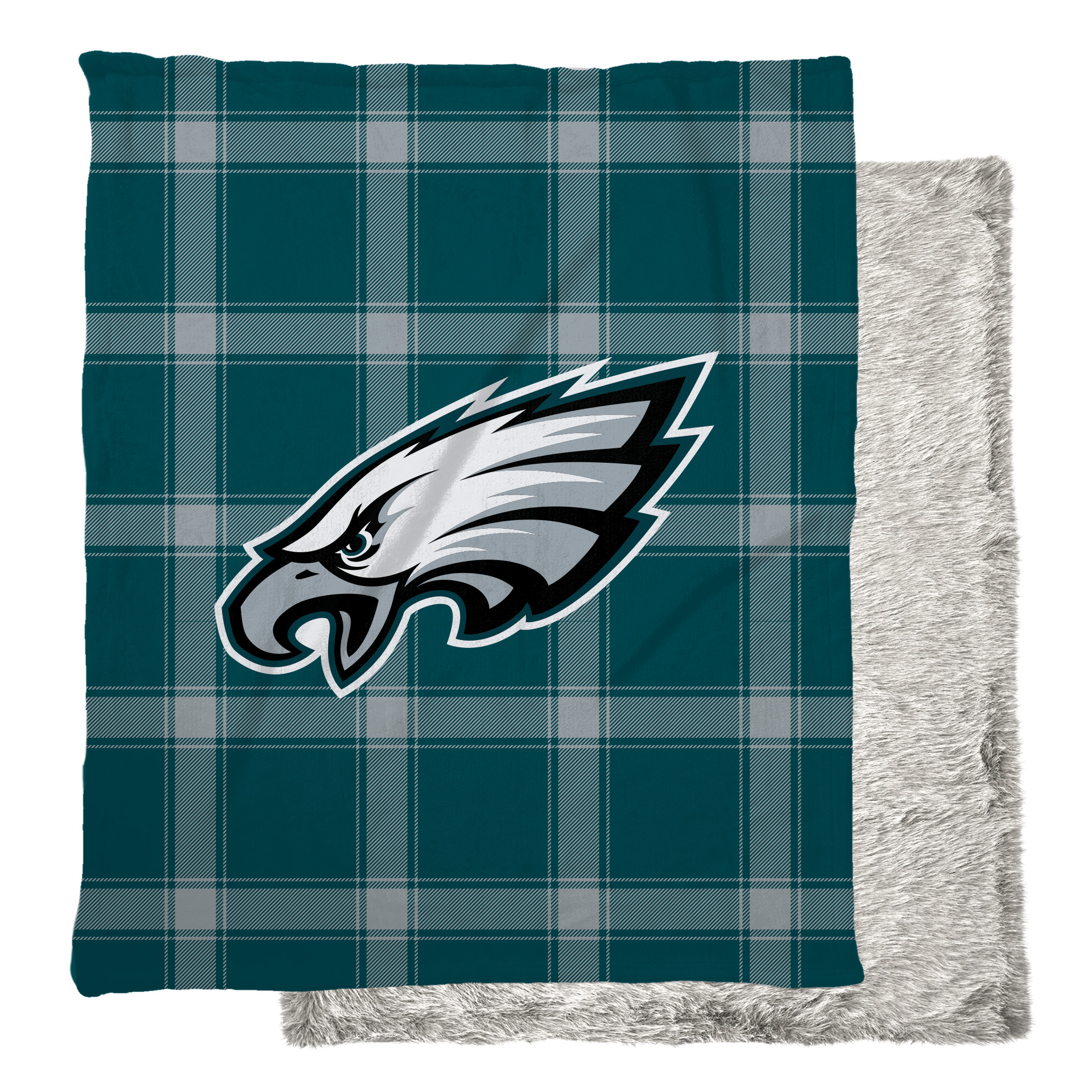 Pegasus Sports LLC NFL Primary Plaid Faux Fur Blanket Philadelphia