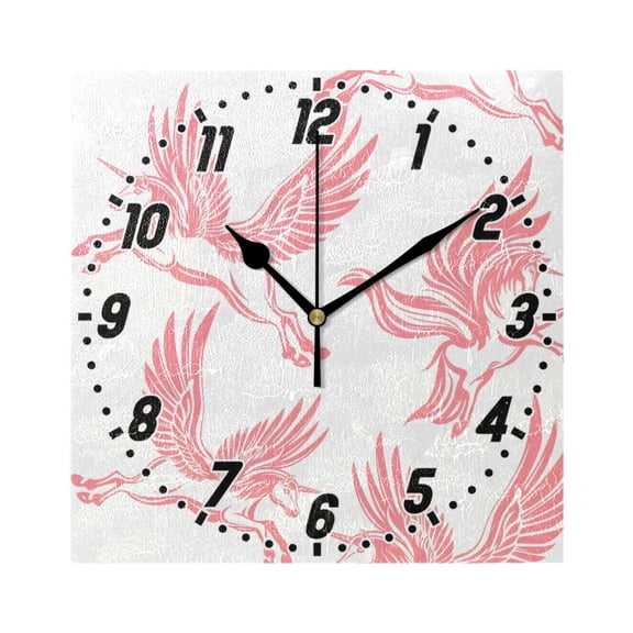 Pegasus Unicorn Fly Wall Clock Battery Operated Silent Non-Ticking Bedroom Office Kitchen Home School Decor 7.8"(Black)