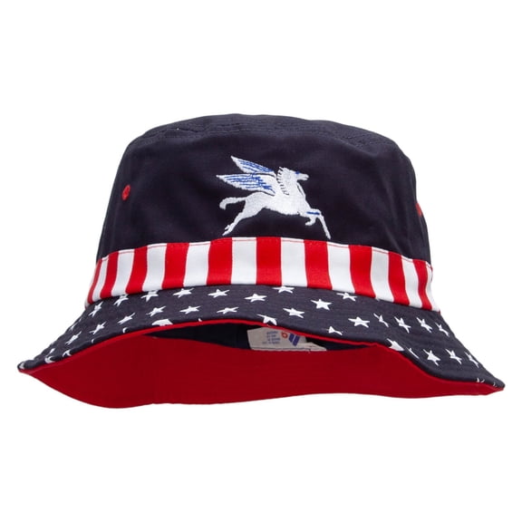 Pegasus United Sandals Embroidered USA Flag Bucket Hat - Flag L