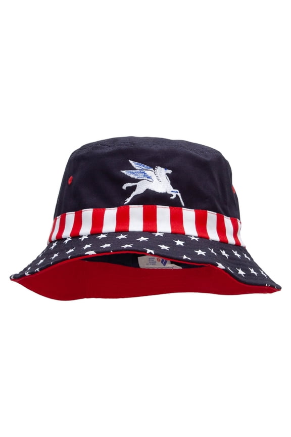 Pegasus United Sandals Embroidered USA Flag Bucket Hat - Flag M