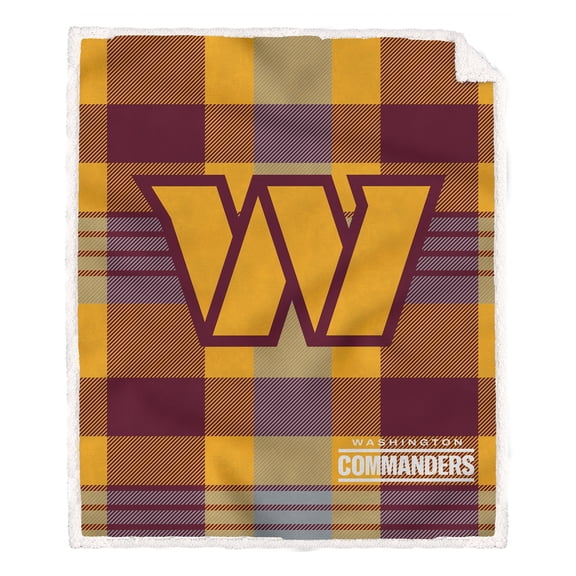 Pegasus Washington Commanders 60- x 70- Plaid Steel Ultra Cozy Sherpa Blanket