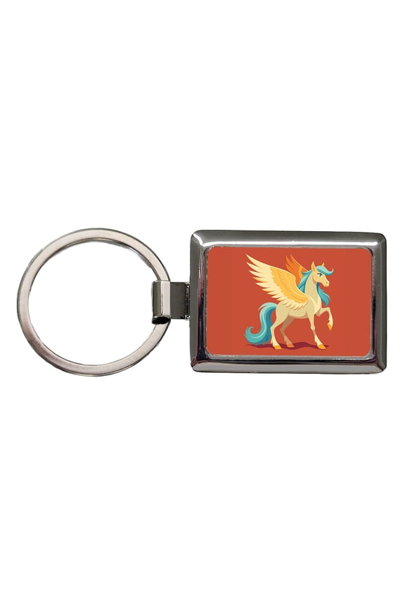 Pegasus Winged Horse Greek Mythology Metal Rectangle Keychain