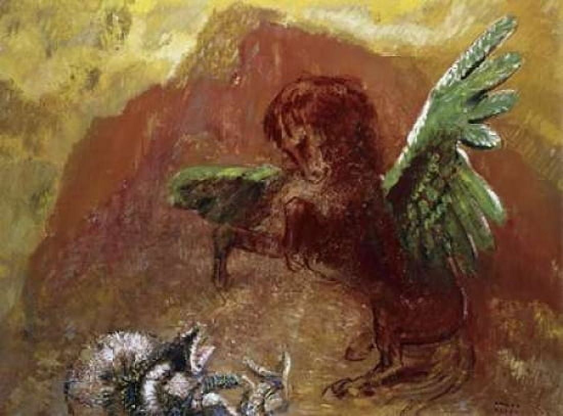 Pegasus and Hydra Canvas Art - Odilion Redon (18 x 24)