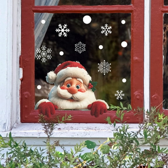 Pegatinas de pared 3D de Papá Noel de 30 cm, resistentes al agua, fáciles de aplicar y eliminar, sin residuos, para decoración de sala de estar y dormitorio, color rojo