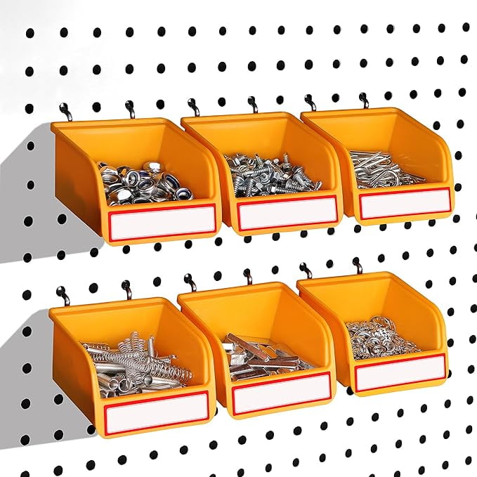 Pegboard Bins Organizer Set 6Pack Durable Storage Tray for Screws