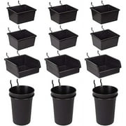 Pegboard Bins Peg Board Cups with Hooks & Loops 12 Pack, System Kit