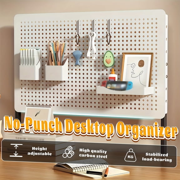 Pegboard Desk Organizer Kit with Drawer Storage & Privacy Panel, Standing Desk Storage Accessory for Home & Office