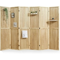 Pegboard Display, 5.6Ft Portable Freestanding Wall Organizer Wooden Room Divider Folding Privacy Screens for Craft Art Display Board (6panels, Natural)