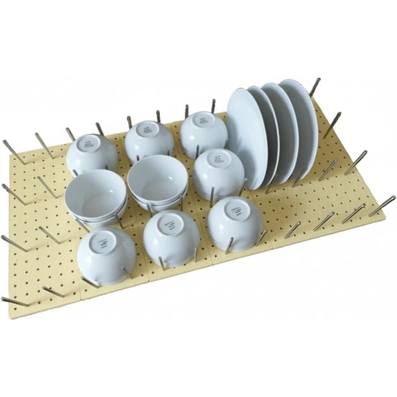 Pegboard Drawer Organizer for Plates and Bowls, Heavy Duty Kitchen Drawer Plate Organizer with Reinforced Stainless Steel Legs, Adjustable Drawer Pegboard Organizer for Kitchen Cabinets