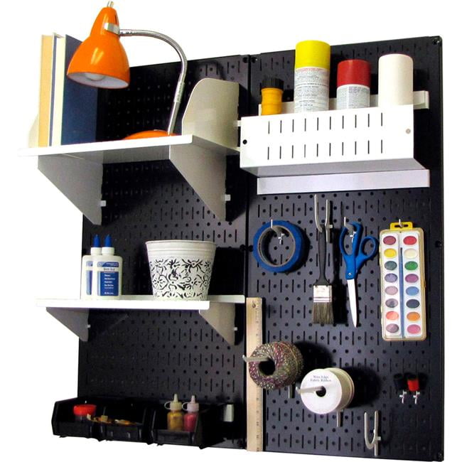 Pegboard Hobby Craft Organizer Storage Kit, Black & White - 32 x 32 x 9 ...