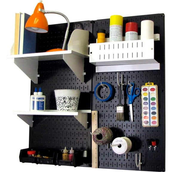 Pegboard Hobby Craft Organizer Storage Kit, Black & White - 32 x 32 x 9 in.