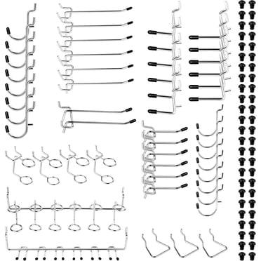 50 Pack 4 Inch Locking Black Plastic Peg Hooks For 1/8" To 1/4" Pegboard - With 4 Keys