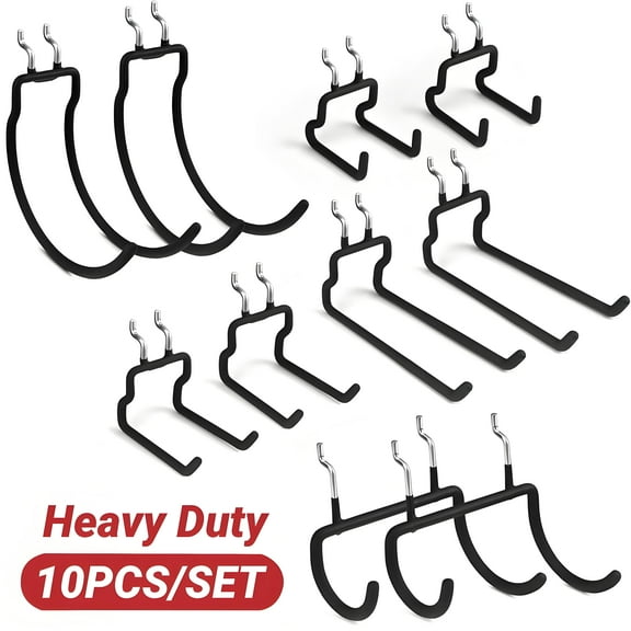 Pegboard Hooks,ENJOYWOOD 10PCS Heavy Duty Pegboard Utility Hooks for Power Tools, Drill, Hammer, Cord,Pegboard Accessories Fit for 1/4" Peg Board