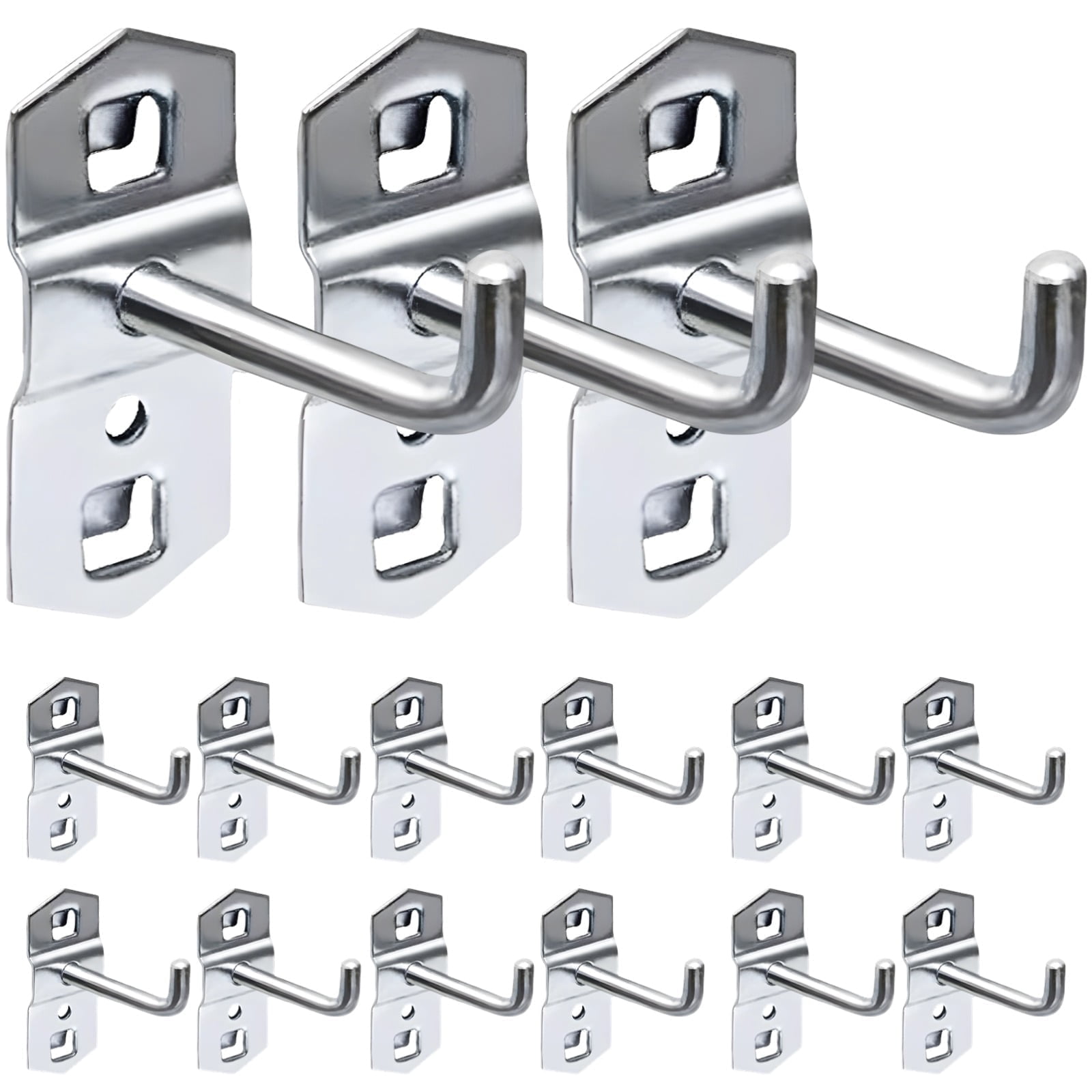 Pegboard Hooks 15 Pack, Square Hole Tool Storage Hangers, Metal Garage Organization Hooks, Heavy Duty Shelf Board Pegs for Workshop Wall Mount System
