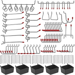 Pegboard Hooks Accessories Assortment, Niyattn 114 pcs Heavy Duty Peg Board Hook Set, Perfect for Organizing Storage System Tools, Crafts, Peg Boards and Pegs Attachments