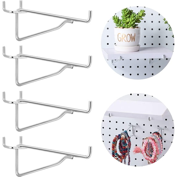 Pegboard Hooks Shelf Metal Peg Board Organizer Kit 1/8, 3/16 Peg Board Organizer Accessories Shelves and Baskets Brackets Storage Rack for Workbench, Art Craft Room, Kitchen, Office