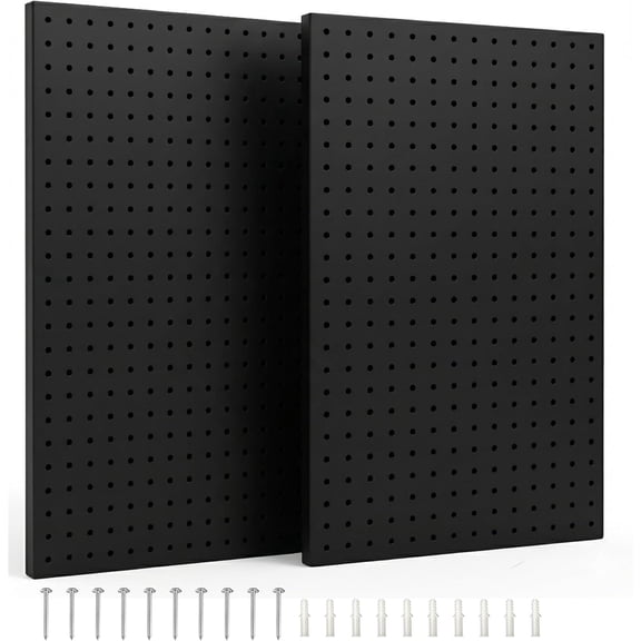 Pegboard Panels, Peg Board Large Black Pegboard Wall Organizer Peg Board for Walls , Garage Tool Storage, Office Organization, Craft Room, Kitchen( 2 23"x12")