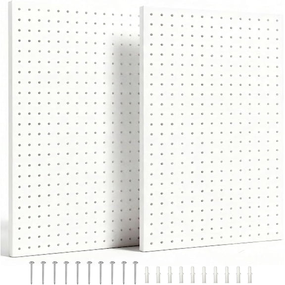 Pegboard Panels, Peg Board Large White Pegboard Wall Organizer Peg Board for Walls , Garage Tool Storage, Office Organization, Craft Room, Kitchen( 2 23"x12")