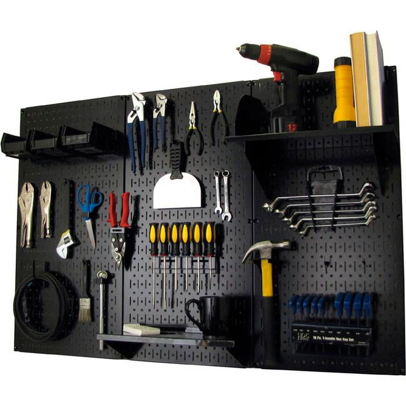 Black Steel Pegboard Tool Storage Kit with Accessories